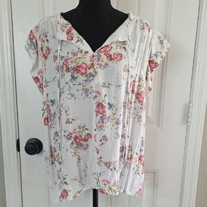 Buffalo David Bitton Floral Blouse in Pink and White
